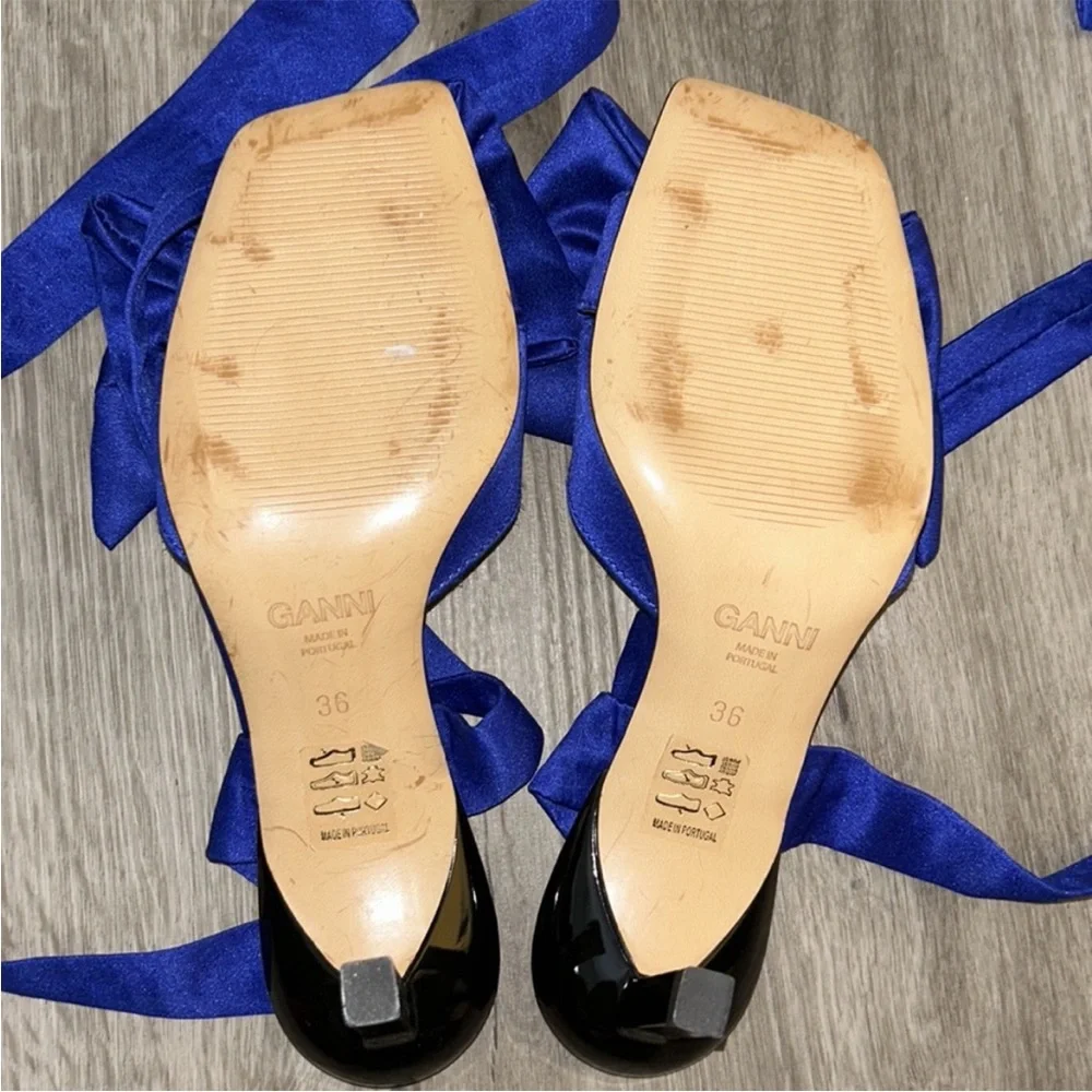 Ganni Bow Ankle Tie Sandal